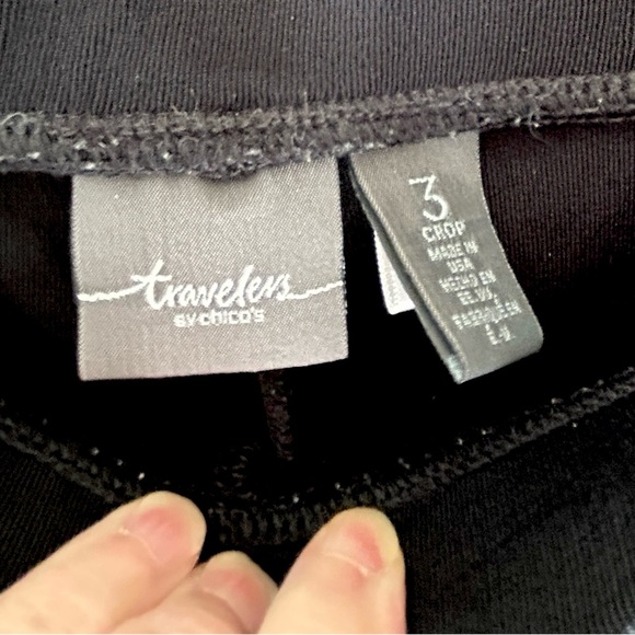 Chicos TRAVELERS Set Open Long Jacket & Capri pants SZ XL Black - Picture 5 of 8